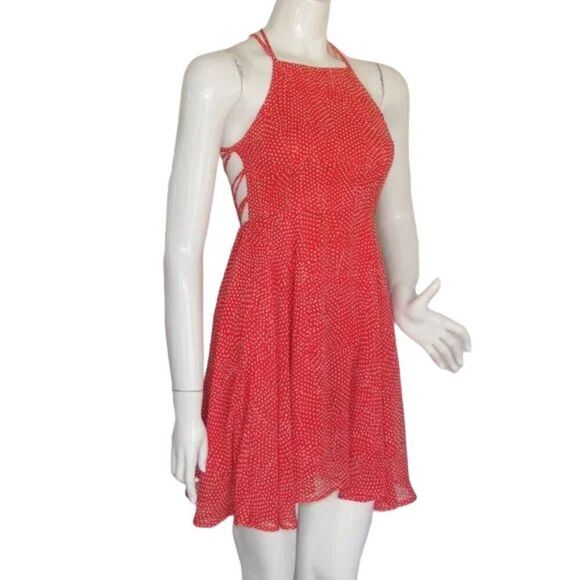 LULU'S Good Deeds Dress, XS, Red/White Polka dots, Strappy open back, Mini - Picture 3 of 14
